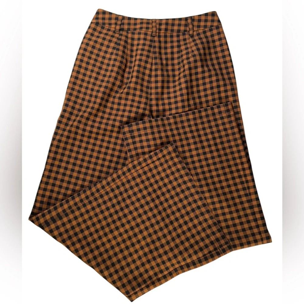 Free People NWT $128 High Rise Flare Mott Street cropped trousers 0 gingham